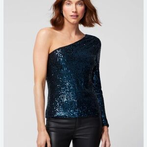 White House Black Market One-Shoulder Sequin Top